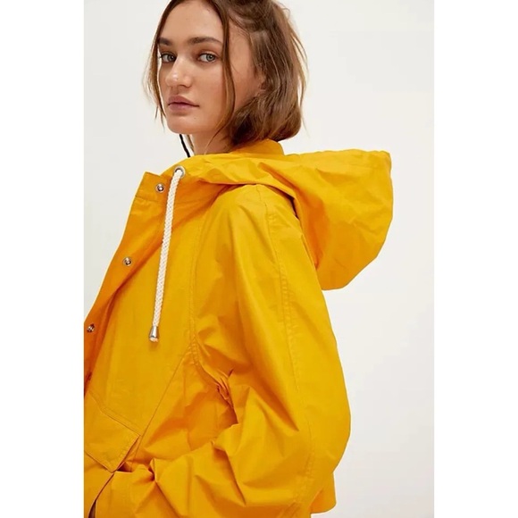 New Free People We The Free Seafarer Raincoat Jacket Waterproof in Yellow XS - Picture 9 of 12
